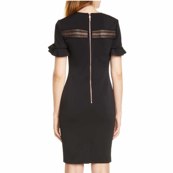 Ted Baker Livsia Lace Panel Pencil Black Dress - Picture 12 of 13